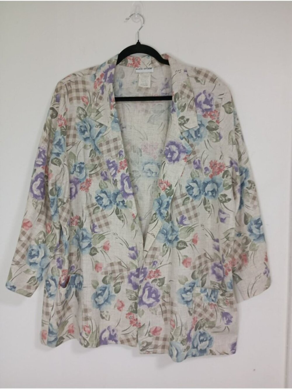 Floral & Plaid Alice Stuart Womens Blazer Jacket X-Large USA